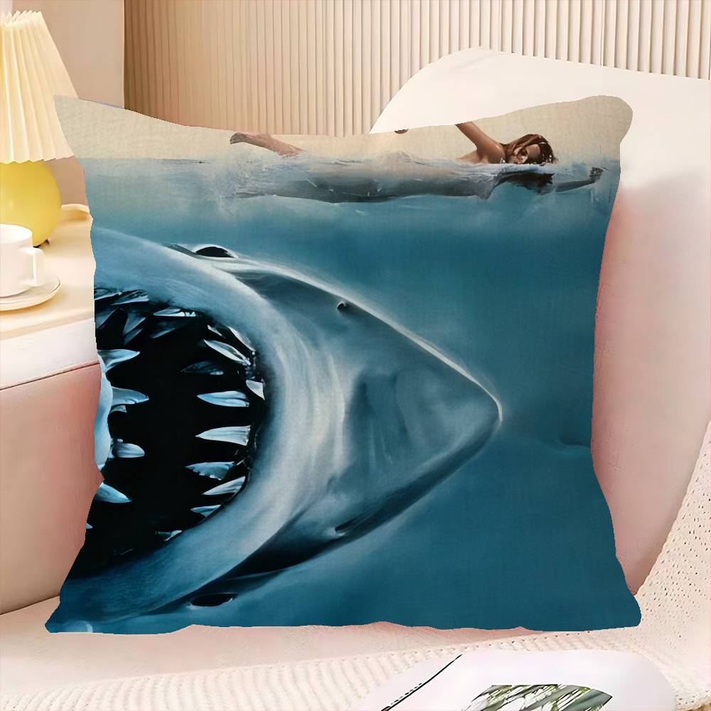 Classic J-Jaws Thriller Movie Cushion Cover Pillow Cover Decor Pillowcase Printed Cushion Case For Couch