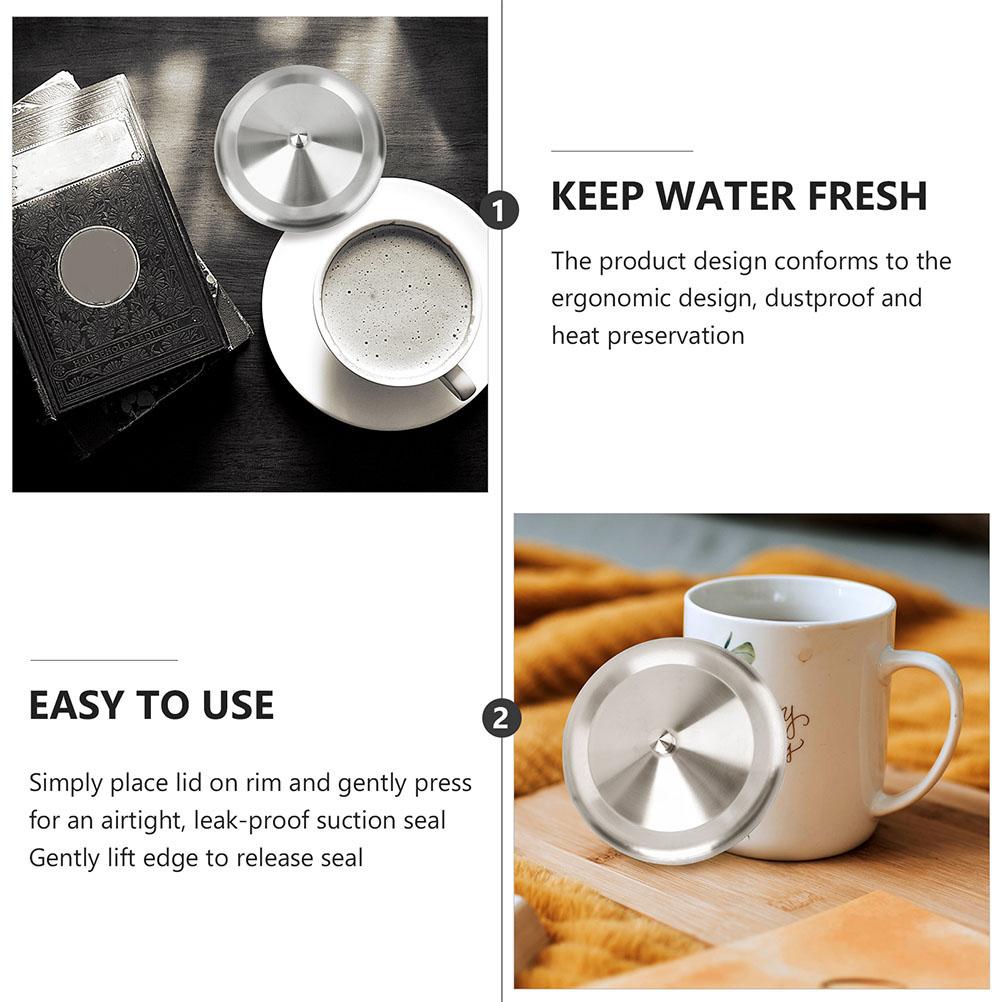 6 Pcs Stainless Steel Lid Cup Lids Office Protectors Coffee Tumbler Covers Round Drinks Mug