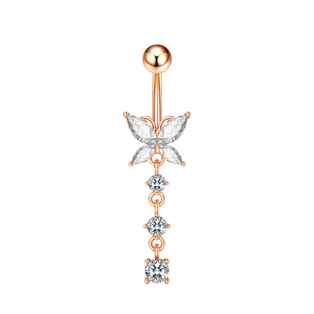 Butterfly Zircon Belly Button Ring - Creative Navel Piercing Jewelry
