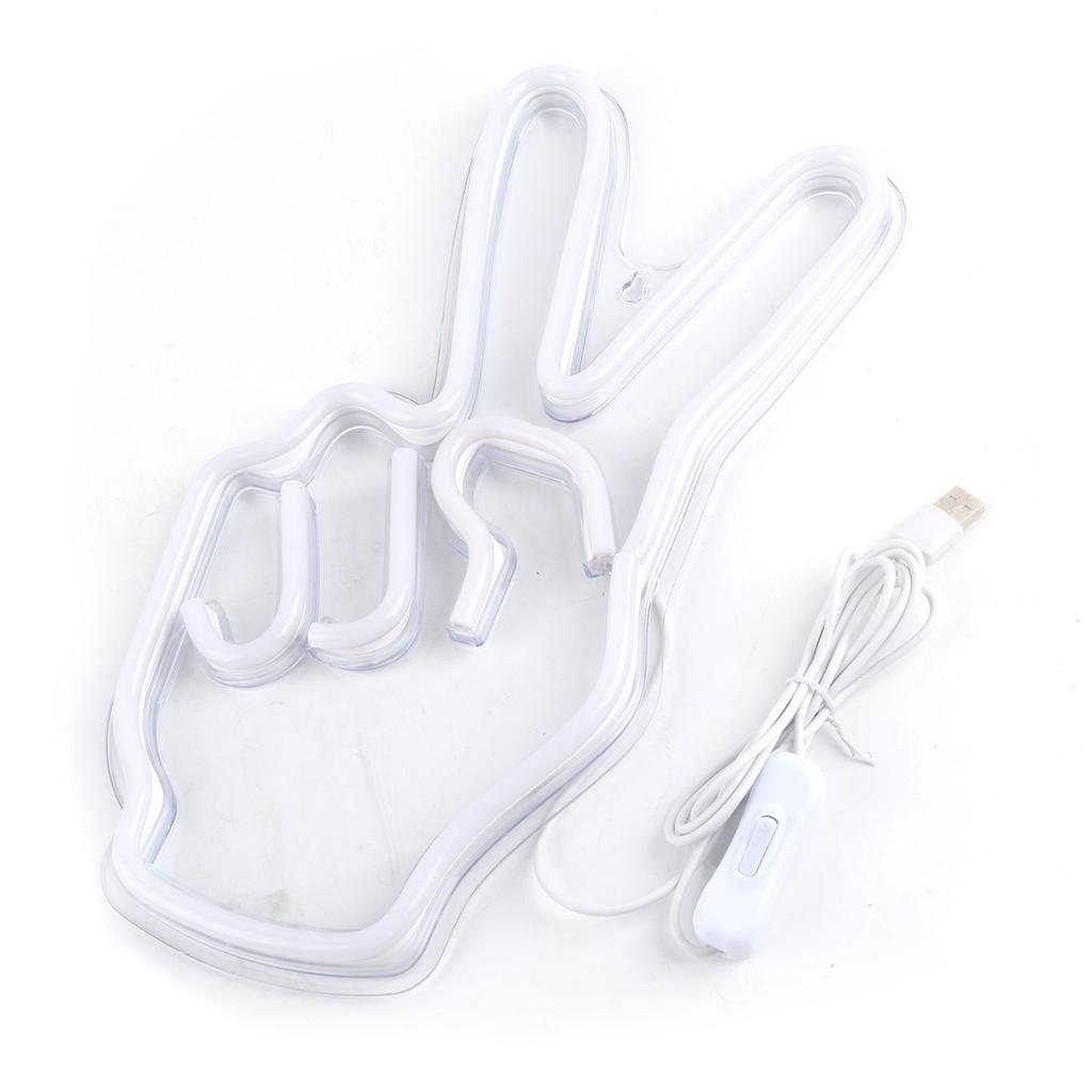 Neon Sign Light Innovative Victory Gesture Decorative Lamp USB Powered for Bedroom Cabinet Shelf