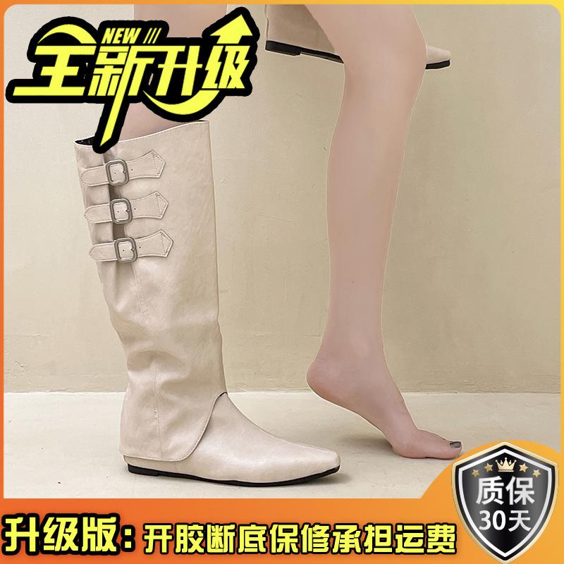 Korean version of the inner height-increasing sleeve leather boots removable trousers boots autumn and winter fashion two wear square head women