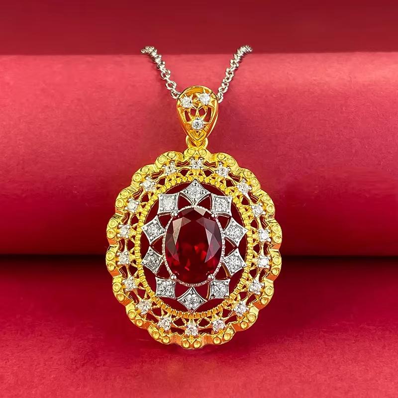 New S925 Italian Craft Palace Style 6 * 8 Necklace Pendant Wedding Jewelry