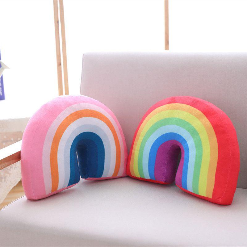 Shaped Lovely Rainbow Pillow Plush Dolls Soft Stuffed Toy Back Cushion Xmas Gift