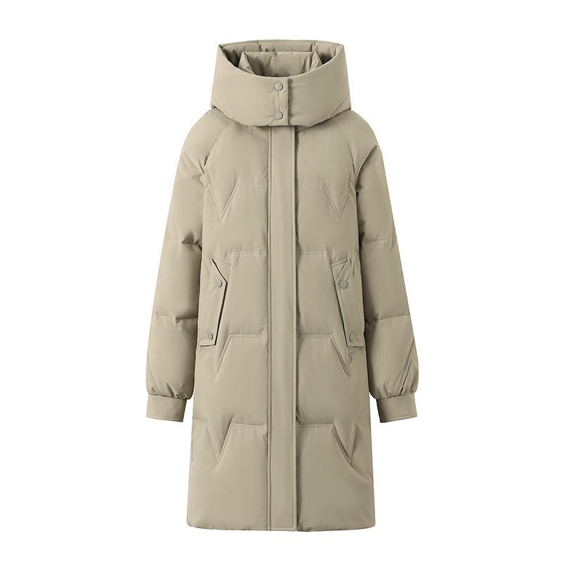 Brand mother down jacket medium and long foreign style middle-aged large size warm jacket solid color thickened white duck down coat