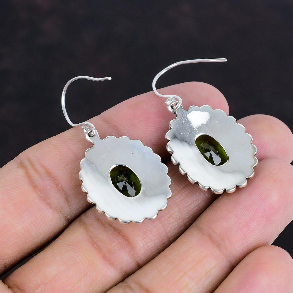 Faceted Peridot Earrings Vintage Jewelry Gemstone Earring 925 Sterling Silver Earring Handmade Jewelry Birthstone Earrings Anniversary Gifts