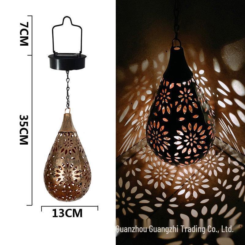 Cross-border Outdoor Iron Solar Floodlight for Courtyard, Garden, Balcony Decoration, Landscape, and Wall Hanging.