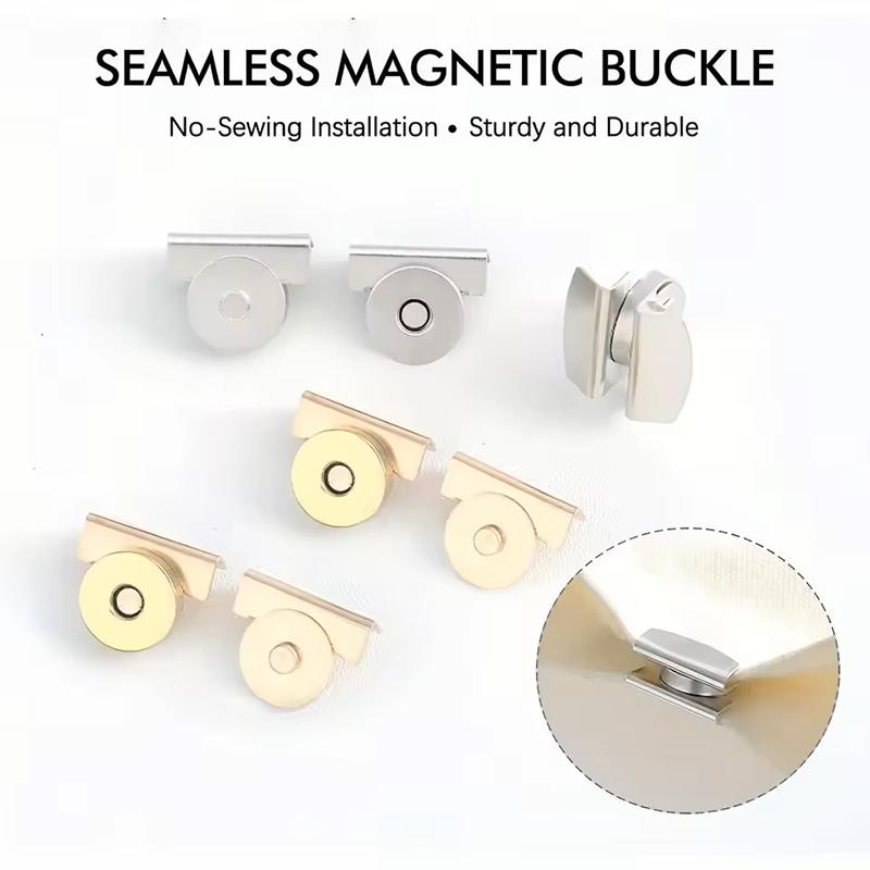 5 Pairs of Metal Seamless Magnetic Buckles for Bags – Magnetic Snap Buttons for DIY Buckle Closures, Magnetic Snaps for Handbags