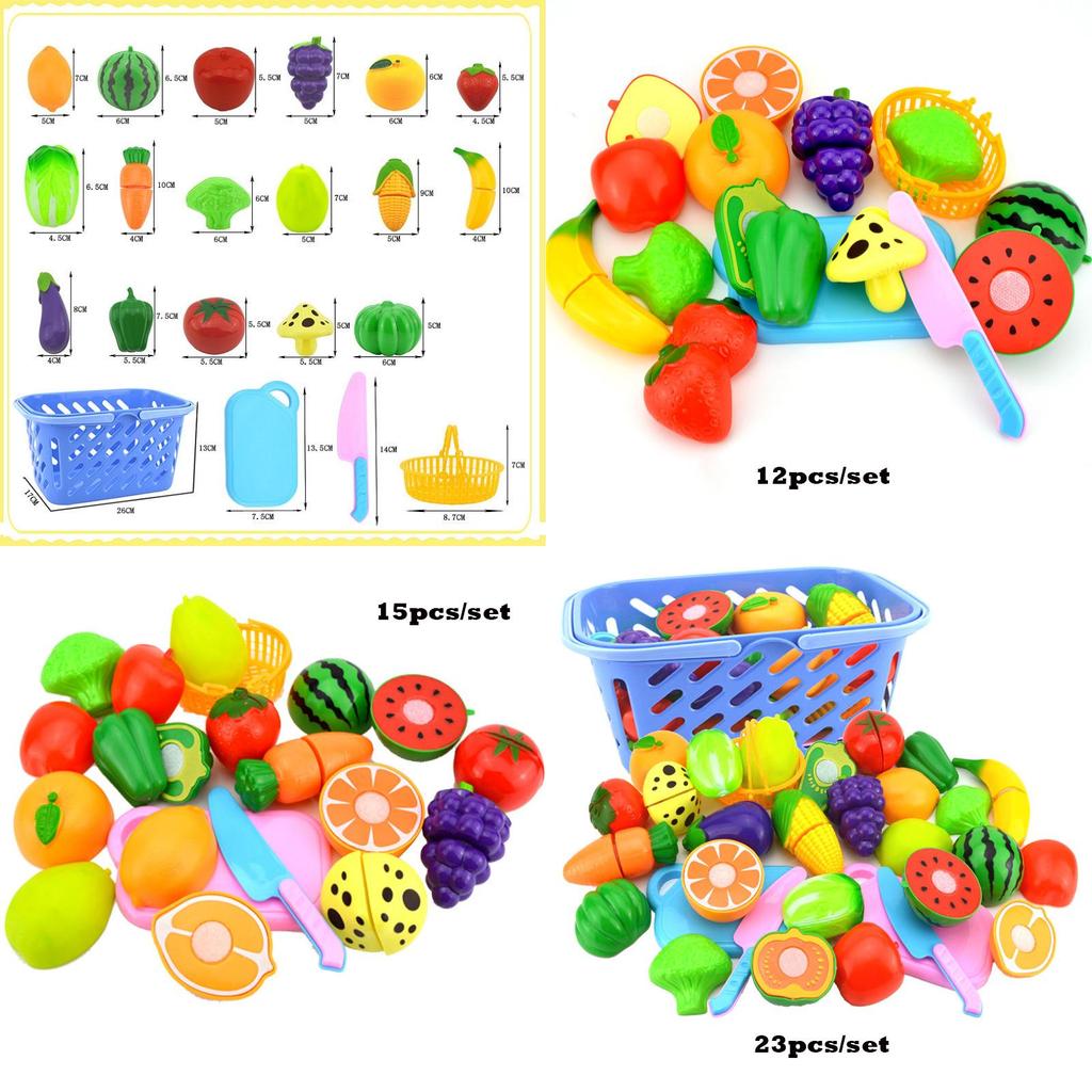 Colorful Kitchen Play Toy Set With Premium Quality Fruit And Vegetable Cutting Pieces