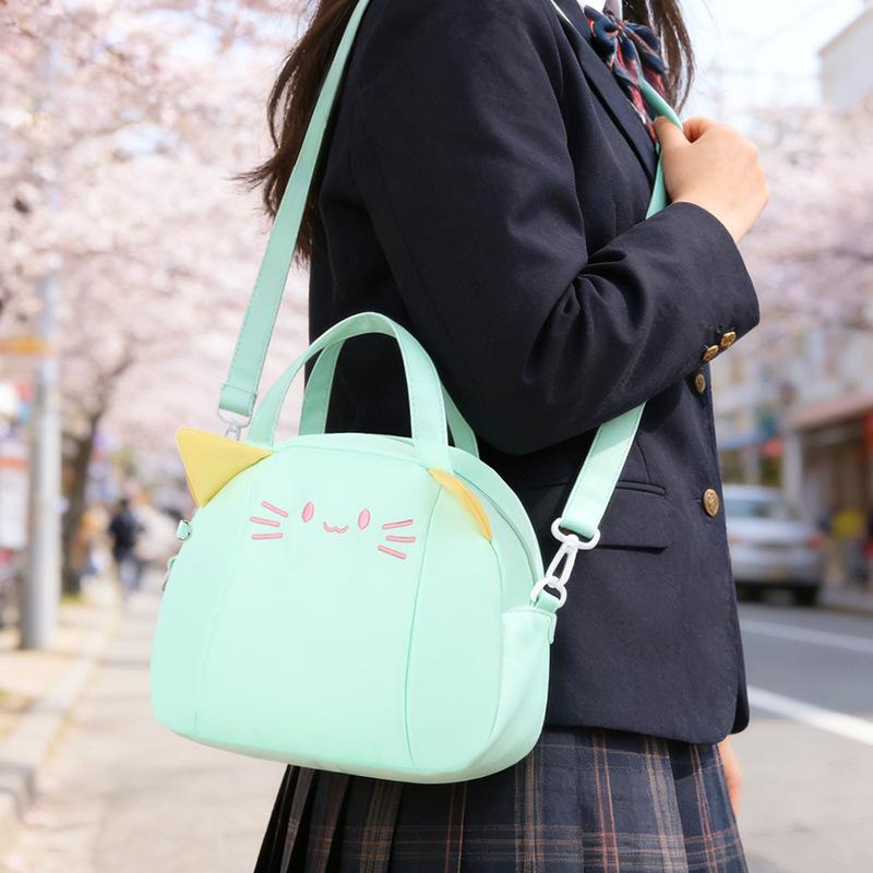 Cute Cat Shoulder Bag for Women, Large Capacity Cartoon Tote Handbag, Multi-functional Coin Purse and Portable Storage Pouch KTB