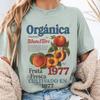 Retro Spanish Fruit Market T-Shirt: Orgánica 1977 Peach Tee