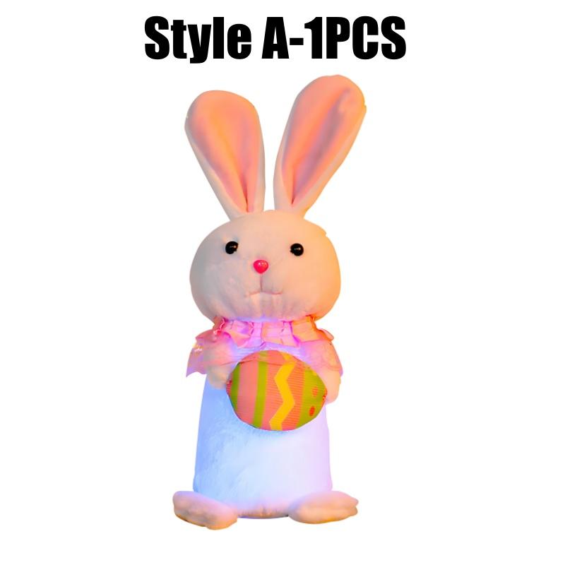 Cute Easter Bunny Light Up Glowing Rabbit Plush Toy for Christmas Holiday Party Gift Ideas Home Tabletop Decor