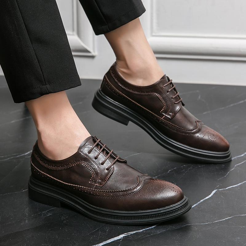 Office Men Dress Shoes lace up oxfords Pattern Men Formal Shoes Leather Luxury Fashion Groom Wedding Shoes Men suit Shoes