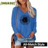 Damen Mode Lässig Langarm V-Ausschnitt Blusen & Hemden