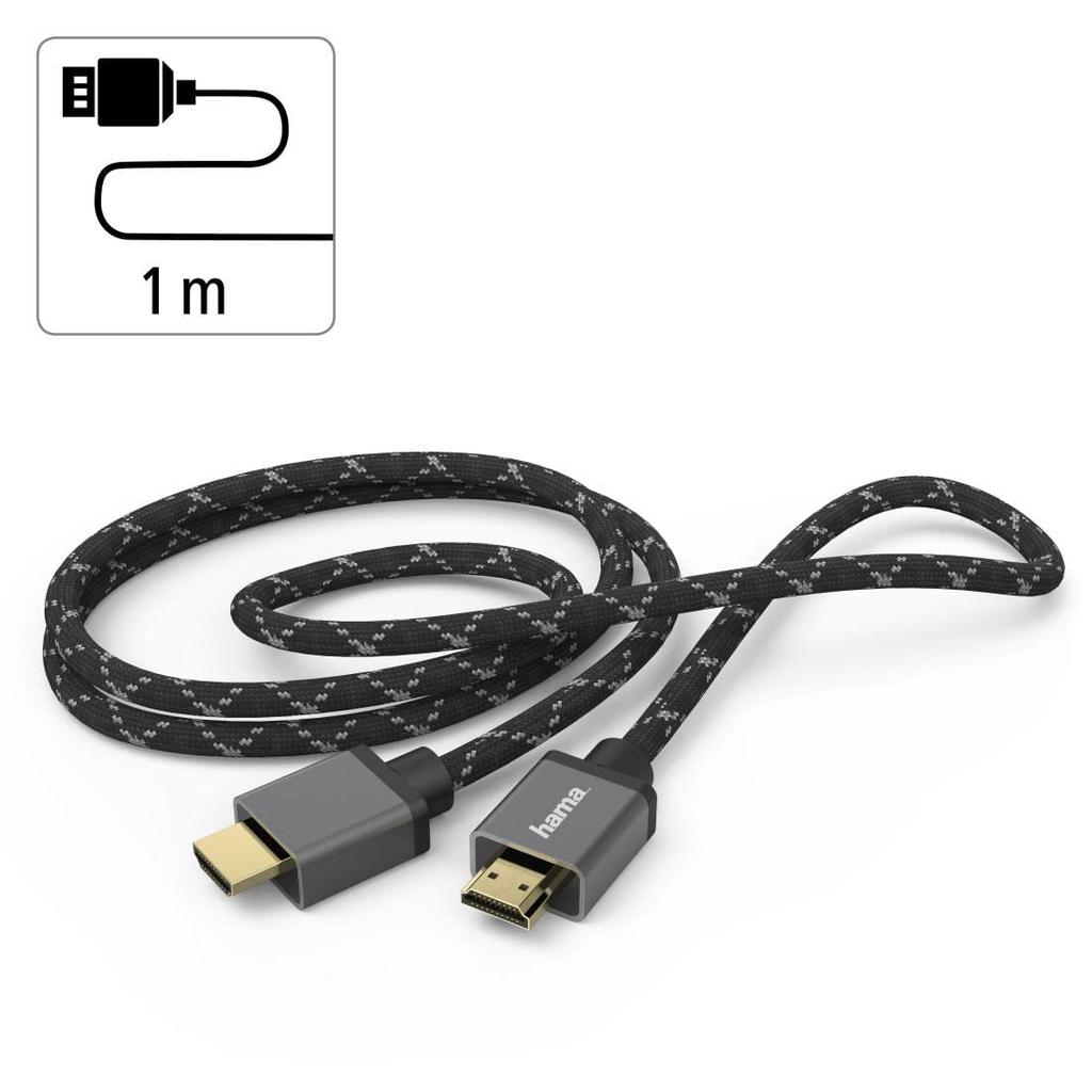 Hama Germany Ultra High Speed Plug M HDMI™ Cable, Certified, - Plug, 8K, Alu, 1.0