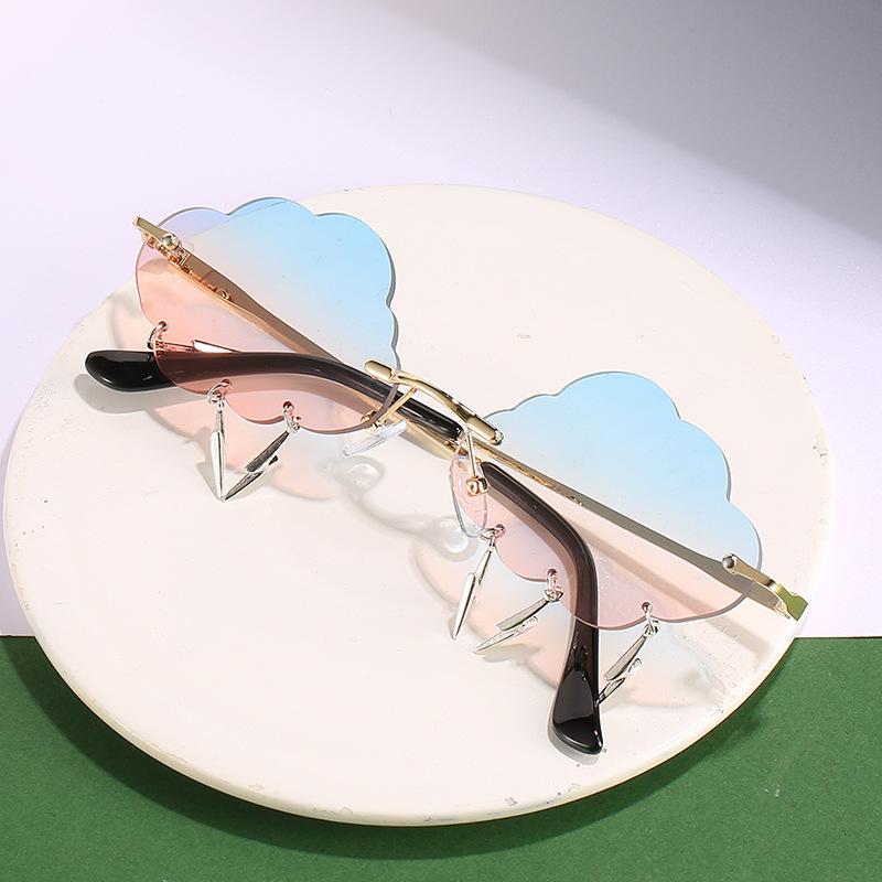 Cloud sunglasses two-color fashion cloud lightning shape irregular glasses frameless decorative party sunglasses