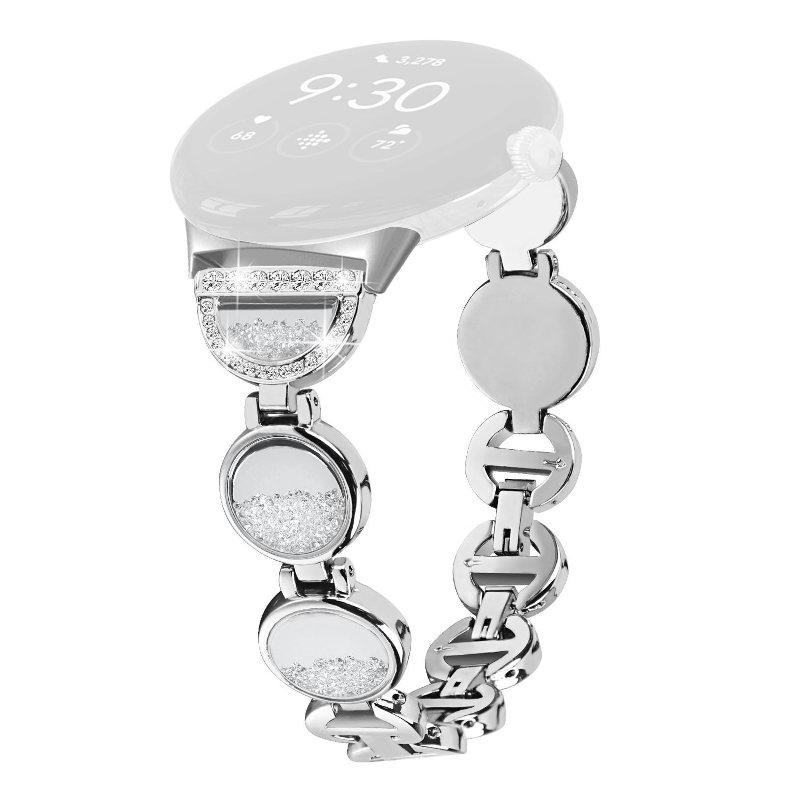 

Ремінець для годинника Quicksand для Google Pixel Watch 3 41mm/Watch 2/Pixel Watch, прикрашений стразами Silver