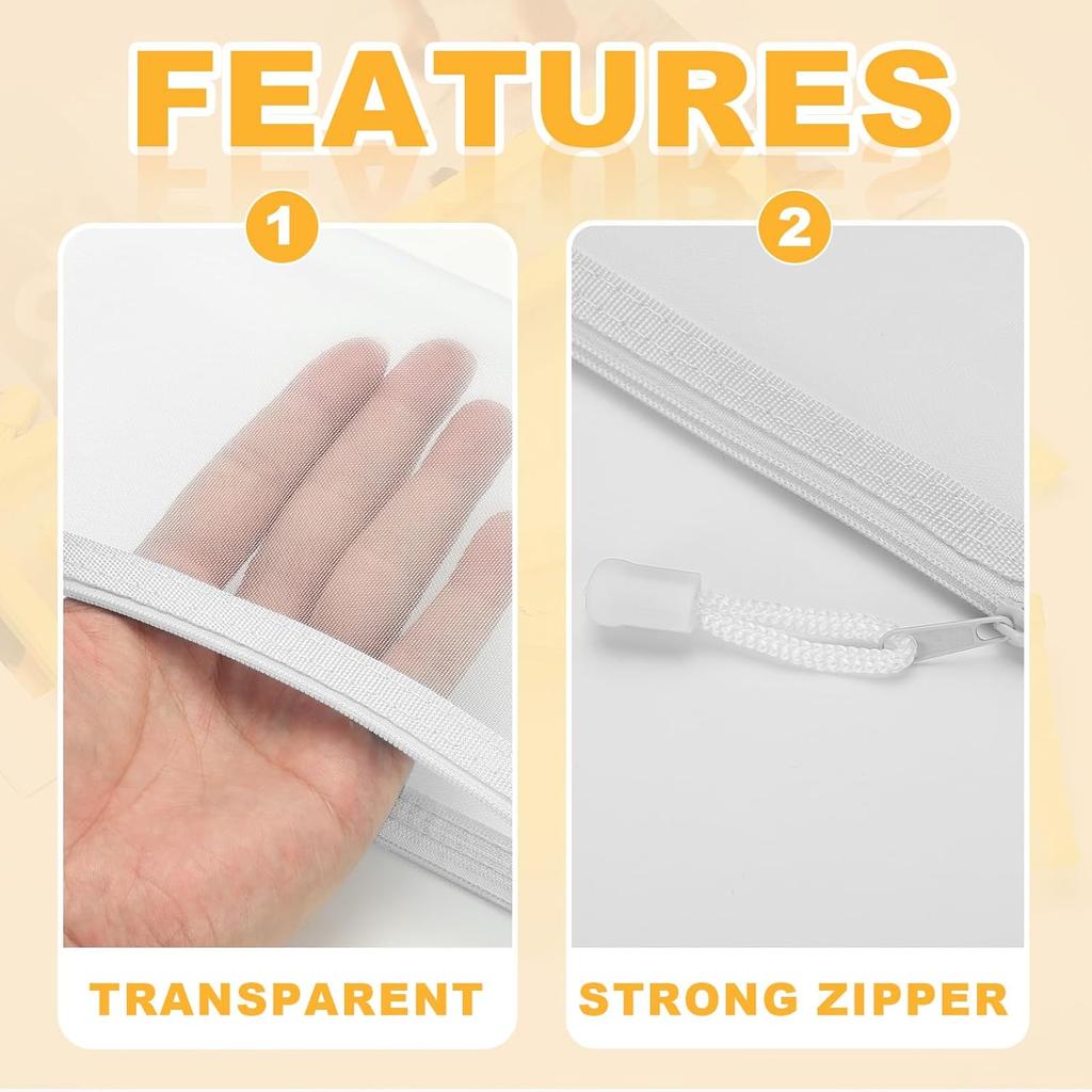 6/12 PCS See-Through Mesh Zipper Pouch Durable Nylon Mini Bag for Travel Makeup Cables Purse Organizer Insert for Toiletries