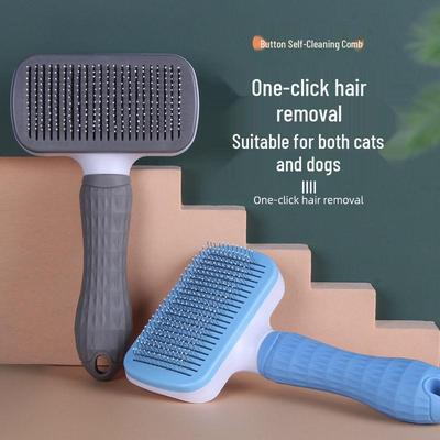 One-Button Cat and Dog Hair Removal Grooming Comb with Needle Design