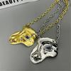 Tooxika Übertriebenes Starren Halbgesichtsmaske Anhänger Halskette Kubanische Kette Tide Cool Hip-Hop Personalisierte Schlüsselbeinkette