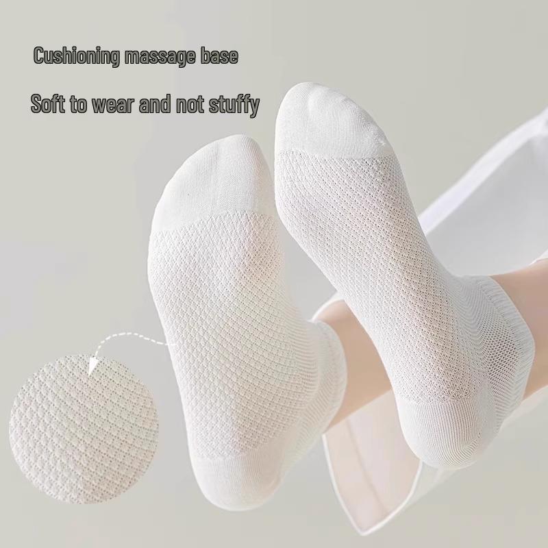 Damskie niskie skarpetki siateczkowe do masażu - Antybakteryjne, odporne na zapachy, cienkie skarpetki do kostki na wiosnę/lato, wszechstronny jednolity kolor do sportu.