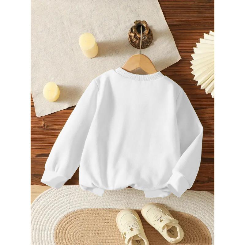 European Sizes Kids' Sweatshirt with Cute and Fashionable Cartoon Bellflower Print, Soft and Comfortable Crewneck Sweatshirt for Casual Daily Wear