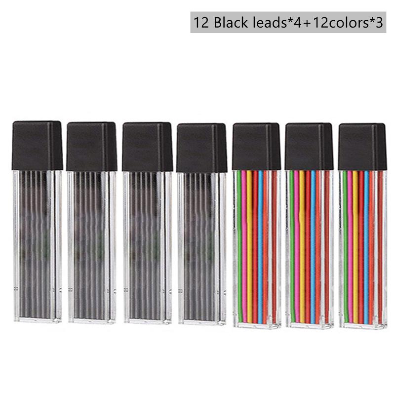 2.0mm Mechanical Pencil Black/Color Lead Refill Sketching Pencil Art Sketch Painting Writing Tool For School Office Stationery