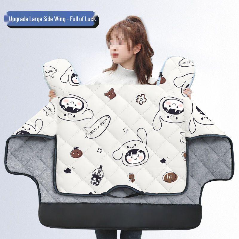 Fleece-Lined Waterproof Winter Windshield for Electric Motorcycles with Cartoon Design