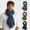 Tassel Winter Men's Scarves Cotton Linen Yarn-dyed Neckerchief Wrap Casual Long Scarf Outdoor
