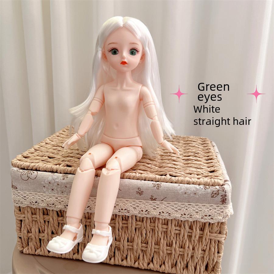 30cm Multi Contact Lenses Bjd Doll Toy Straight Curly Hair Articular Mobility