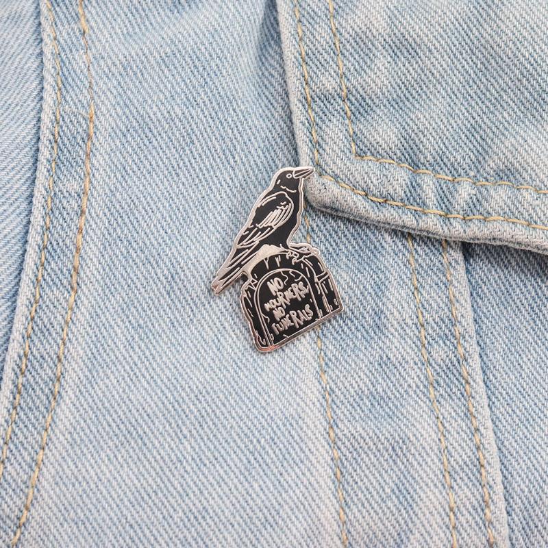 Crow Black Bird Mourning Brooch, Crow Decorative Brooch, Mourning Badge, Clothing And Accessories