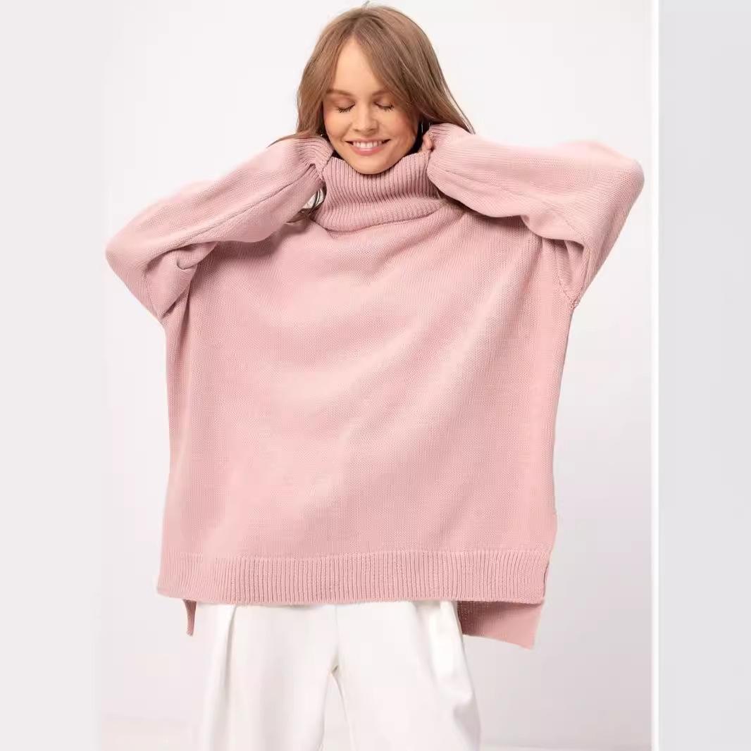 DAFIFY Женская мода повседневная осень-зима однотонный принт длинный рукав высокий ворот — фото 3