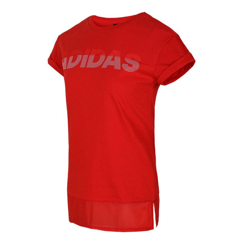 Adidas Gfx T Lineage Logo Round Neck Pullover Simple Fashion Casual Short Sleeve T-Shirt Women T-Shirts Red FI1474