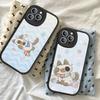 Cartoon Siamesische Katze Paar Handyhülle für iPhone 16 15 14 11 12 13 Pro Max Plus Rückseite Lederhülle