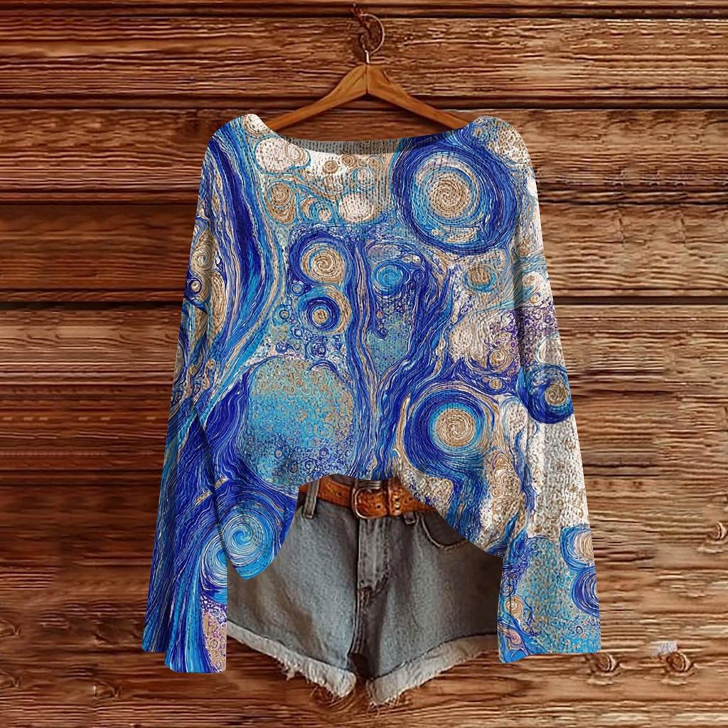 Women's Round Neck Lightweight Sweater Casual Long Sleeve Knit Pullover