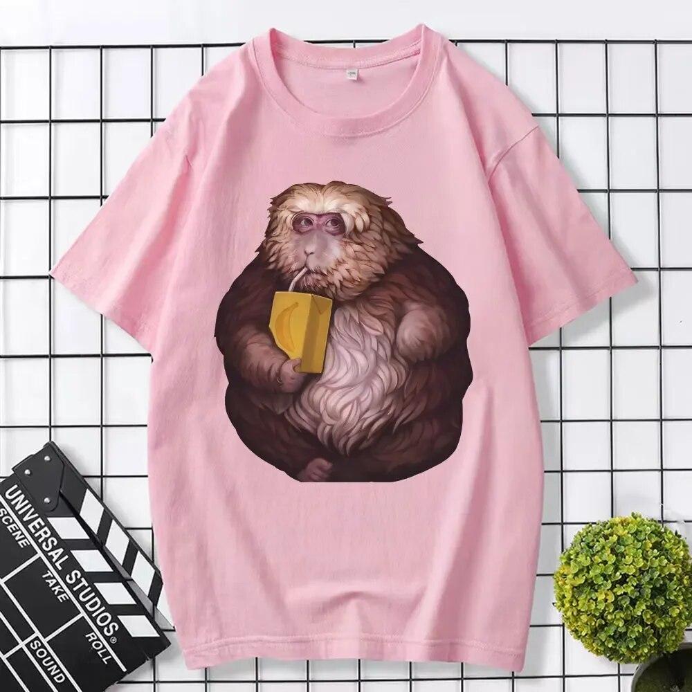 Funny Zoon XingXing Monkey T-skjorte med grafisk trykk Sommer-t-skjorter i bomull med korte ermer Unisex-klær med o-hals Kul T-skjorte Oversized