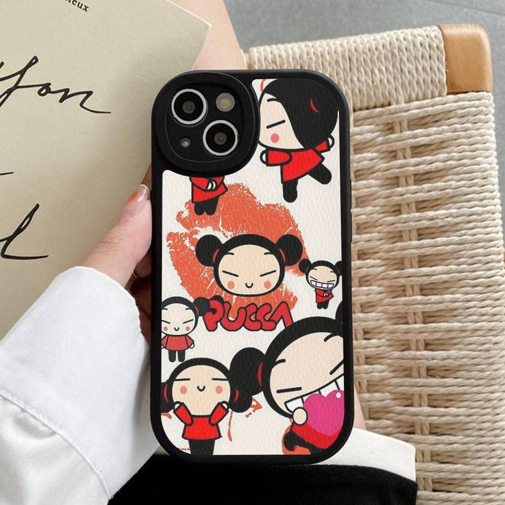 Cartoon Cute Pucca Phone Case Hard Leather For IPhone 16 15 14 13 12 Mini 11 14 Pro Max Xs X Xr 7 8 Plus Fundas
