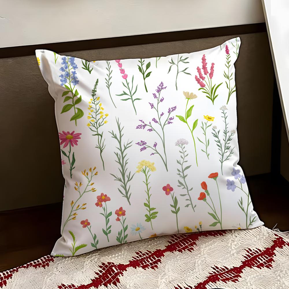 Spring Wildflowers Cushion Cover Reversible Soft Durable Pillow Cover Home  Car MultiScene Use for Daily Comfort