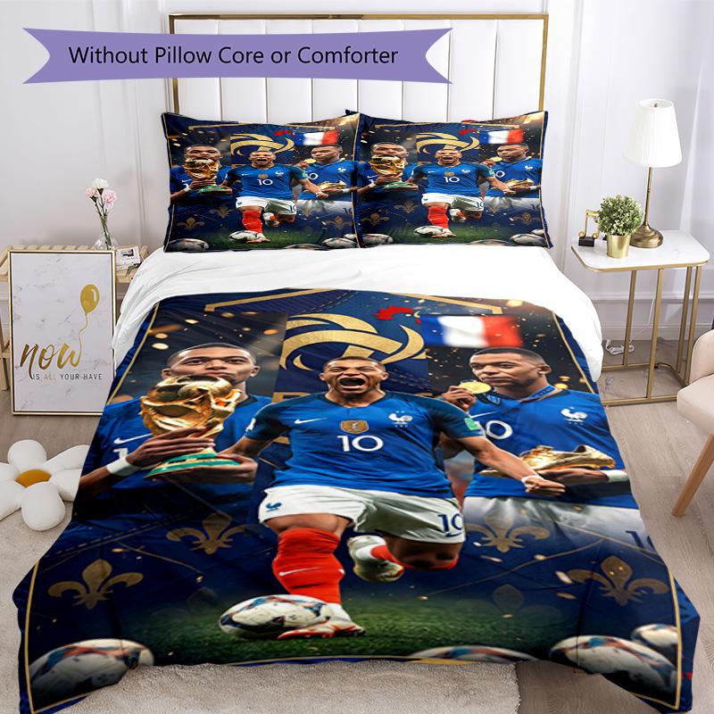 Set Biancheria da Letto Mbappe Copripiumino Traspirante con Federe Biancheria da Letto Decorativa per Camera da Letto Decorazione Casa Regalo di Compleanno
