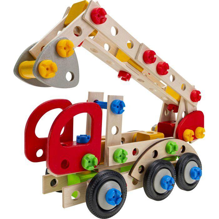 HEROS Constructor - Camion de pompier à construire - En bois 100 % certifié FSC® - 155 pièces - Dès 5 ans