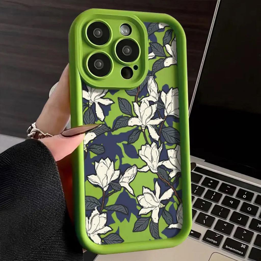 Oil painting white flower iPhone11Promax mobile phone case ladder applicable to Apple 11promax all-inclusive Tianyan 11