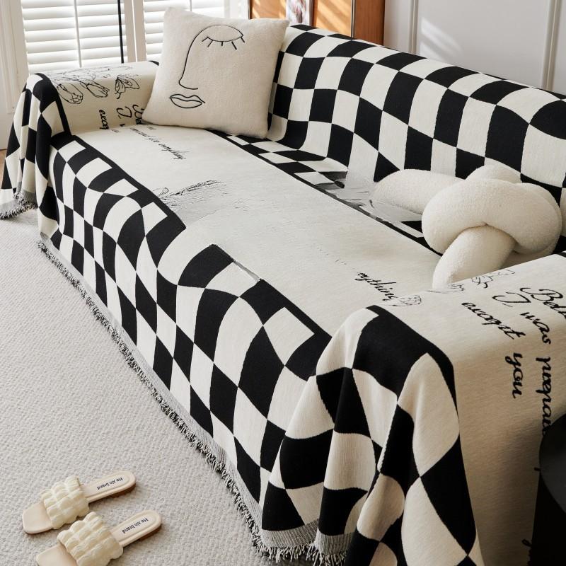 Plaid Simple Sofa Cushion Four Seasons Universal Non-Slip Sofa Cover Blanket Dustproof Large Sofa Towel