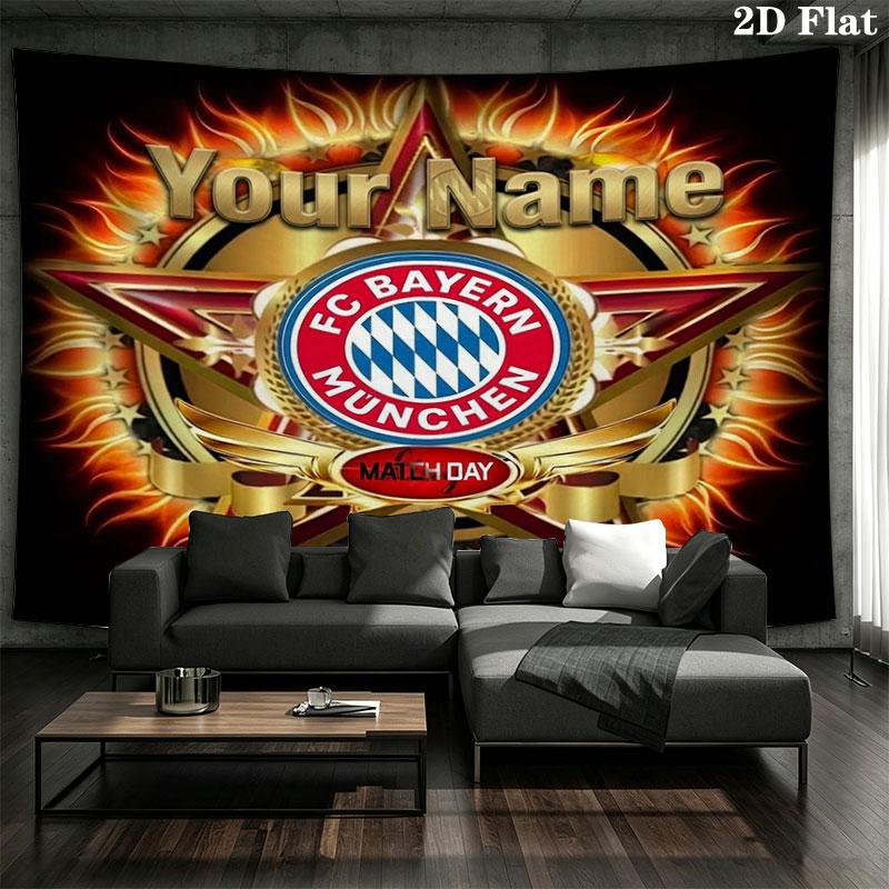 FC Bayern Munchen Custom Name Wall Tapestry Aesthetic Wall Hanging Printed Fabric Blanket Decorative Tapestries for Bedroom Living Room Home Decor