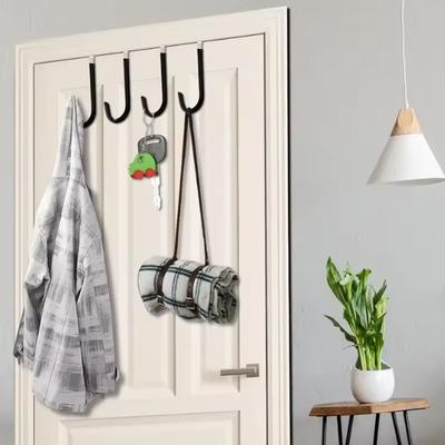 1 organizador colgante para puerta con ganchos de goma que evitan arañazos. Ideal para baño, dormitorio, cocina, toallas y abrigos. Perchas de metal.