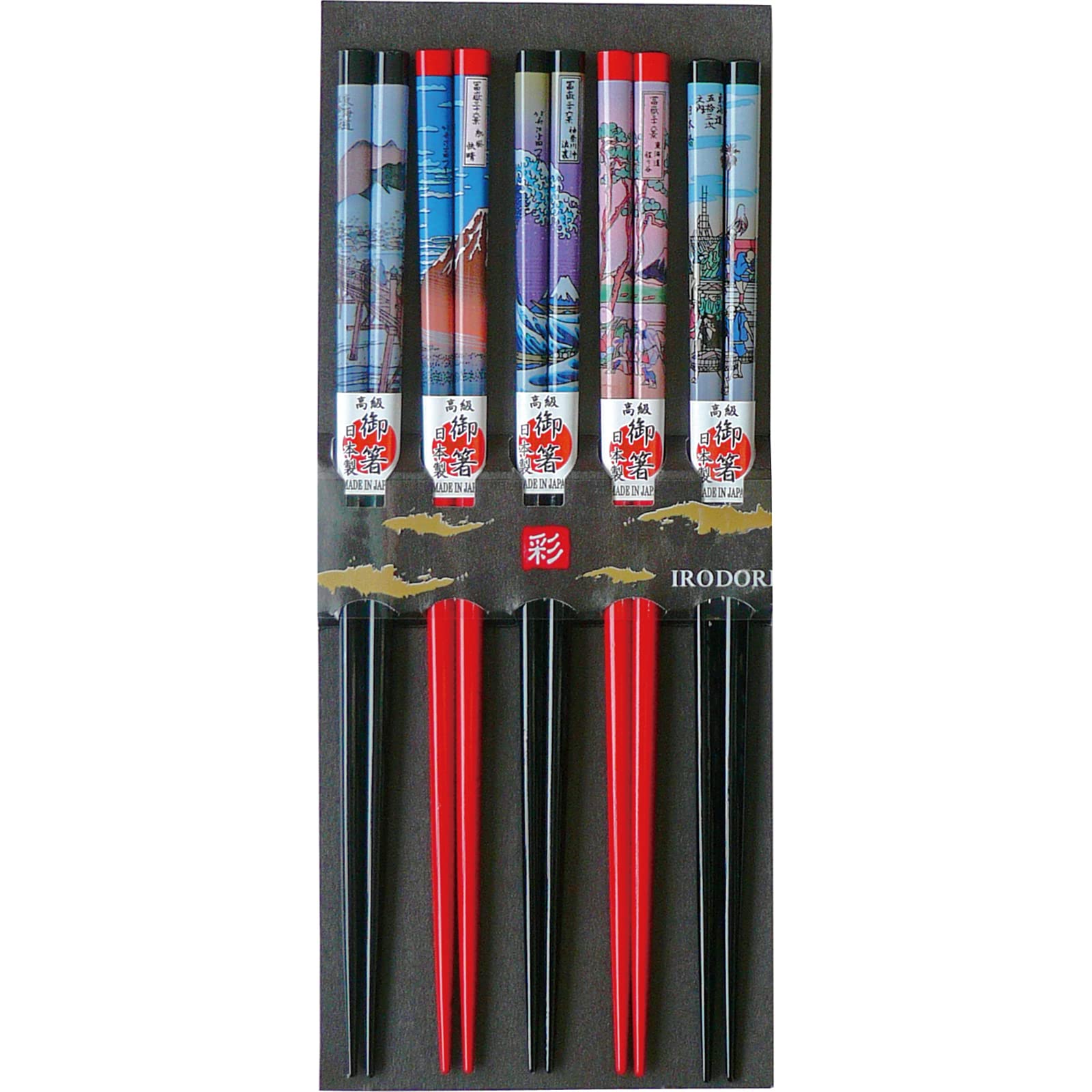 

Sunny Life Design Wakasa Lacquer Natural Set of for Tokaido Made in Product Number 265205 Chopsticks, Wood, 22.5cm, 5, Guests, Ukiyo-e Design, Japan,