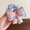 Hair Tie Dot Plaid Print Handcrafted Bow Flower Design Hair Rope Soft Fabric High Elasticity Pastoral Style Hair Band Hair Accessory