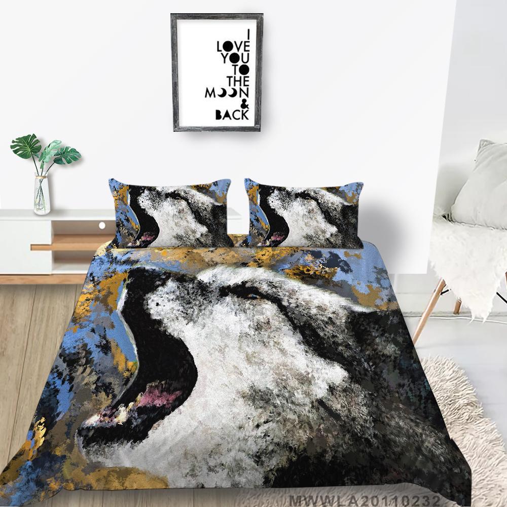 2023 New Style Duvet Cover Set Wolf Pattern Beding Cover Suitsn Polyester Quilt Cover Single Size Bed Set Teens Newly Fashion Bedding Suit