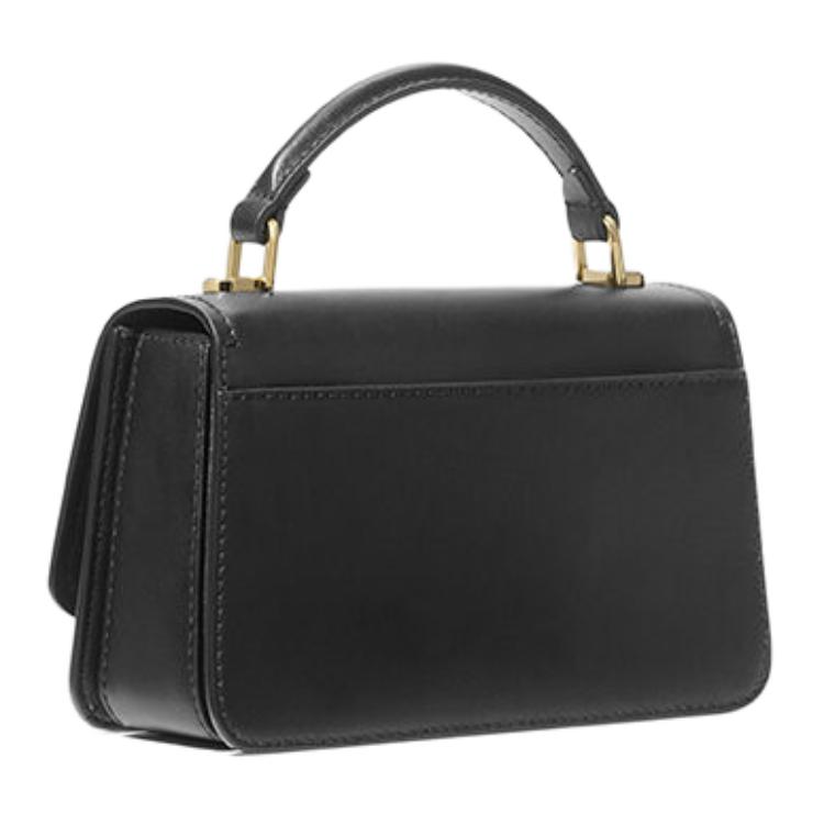 Michael Kors Mk Delancey Metal Logo Chain Shoulder Strap Leather Crossbody Bag Small Women Crossbody Bag Black 32T4GD8C5L-BLACK