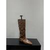 Inner Height Increasing Pointed Western Cowboy Boots Women's Shoes Single Boots Brown Medium Boots