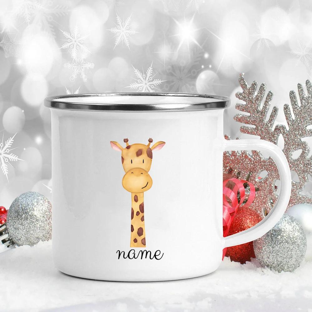 Personalized Children's Mug Baby Gift Gifts Enamel Cup Forest Animals Enamel Camping Cups with Name Gifts for Children