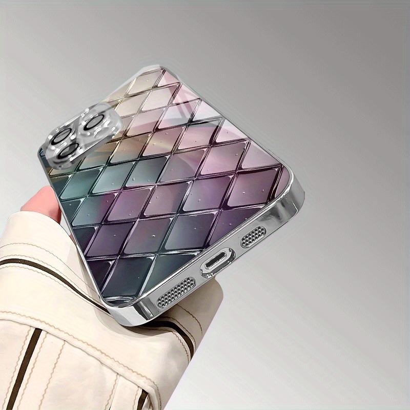 Yaratıcı Renkli Cam Doku Elmas Desenli Kaplama Kılıf iPhone 17 16 15 14 13 12 11 Pro Max Plus 17 Air 16E Kılıfı İçin